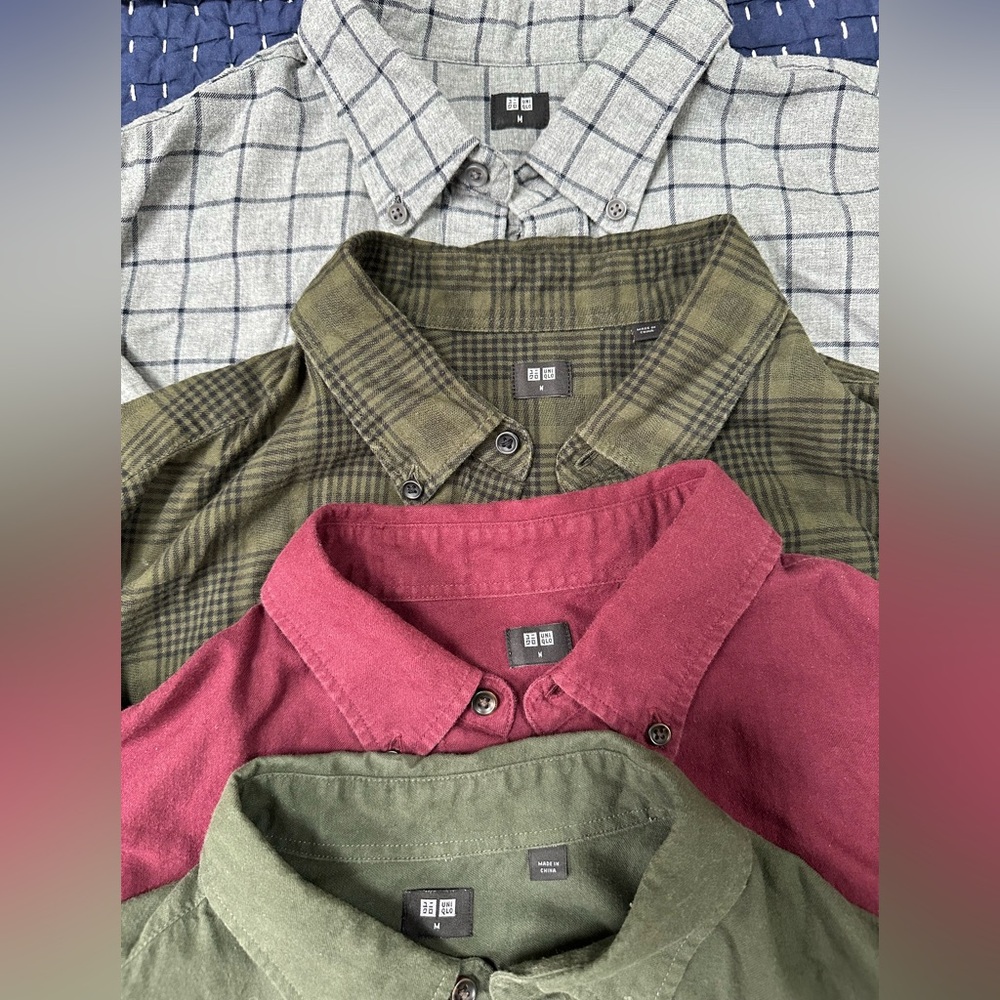 Uniqlo Men’s Flannel Shirts (Set of 4)